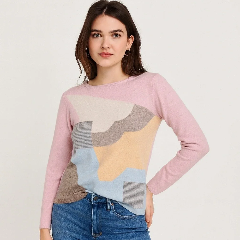 NEIMAN MARCUS 100% Cashmere Geometric Sweater size XS